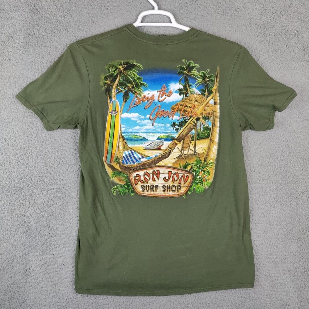Ron Jon Surf Shop Shirt Mens Medium Green Living The Good Life Tropical Paradise